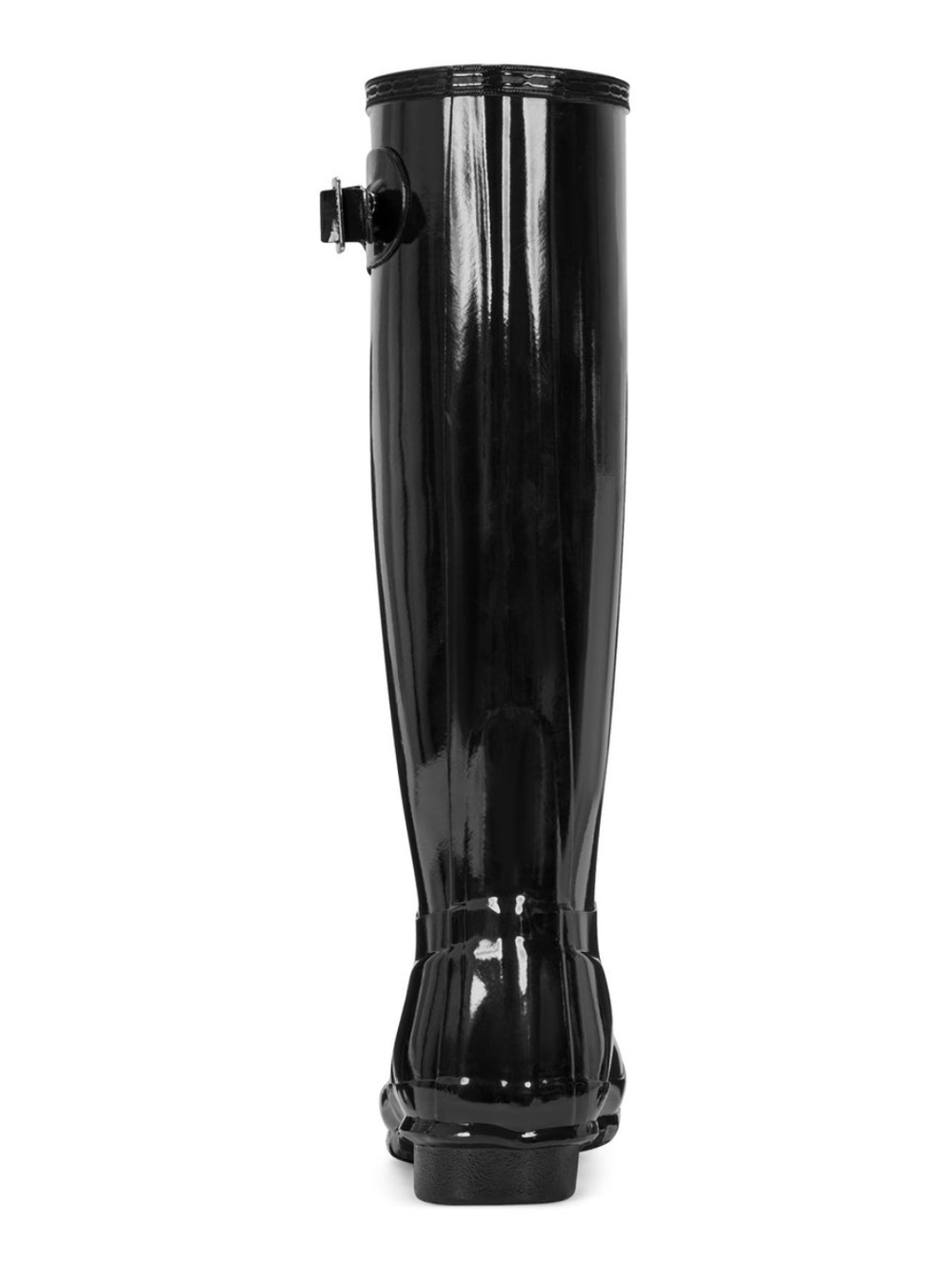 Hunter Black Gloss Tall Rain Boots with Logo Trim - Picture 5 of 16